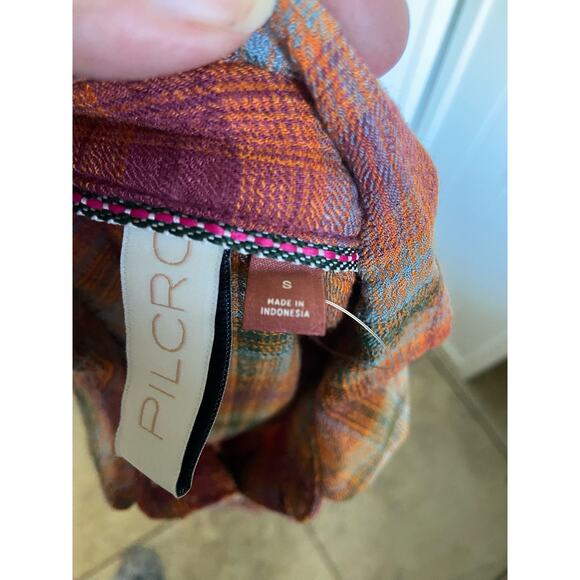Pilcro & the Letterpress Anthropologie Womens Tunic Sz S Plaid Seamed Buttondown - Picture 9 of 11